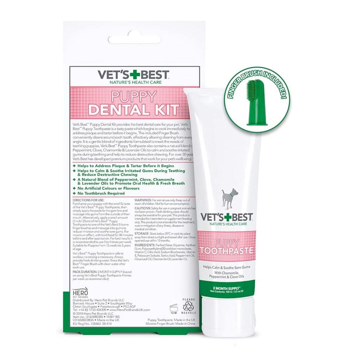 Vet’s Best Puppy Toothpaste with Silicon Finger Brush - Shopivet.com
