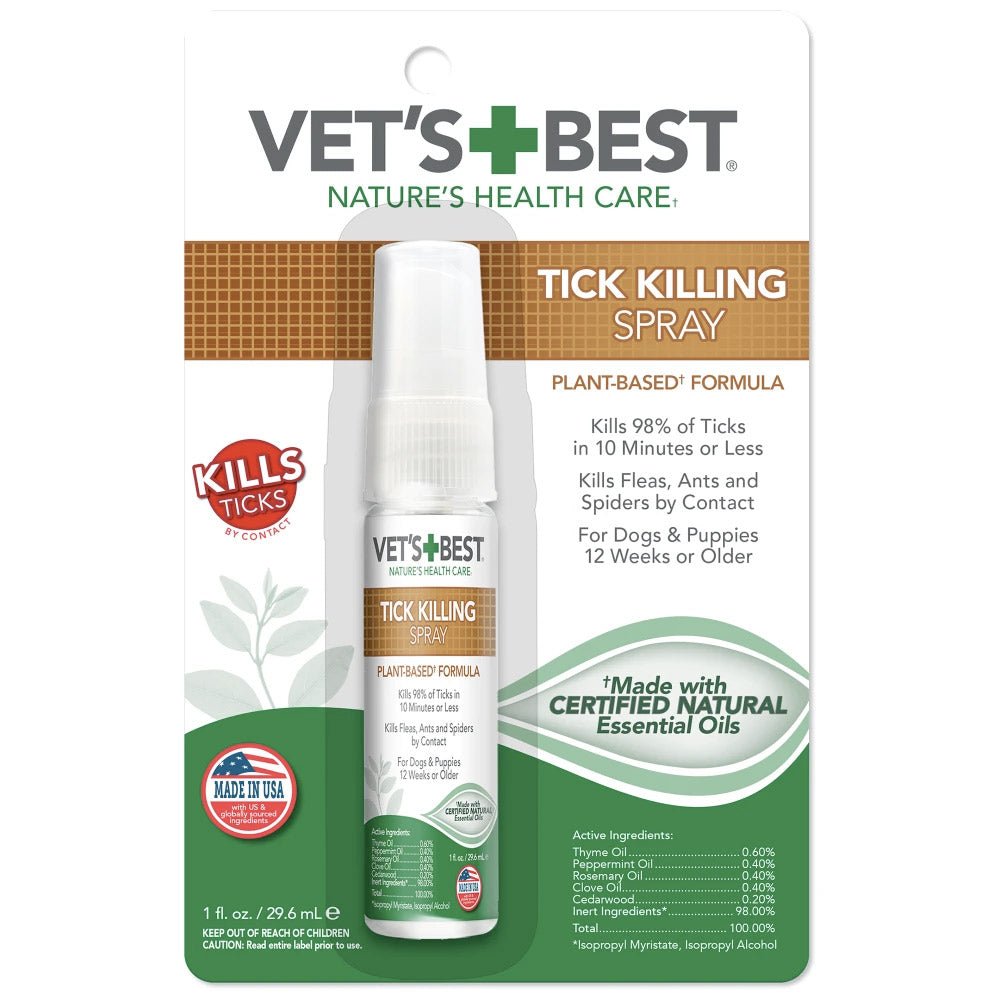 Vet’s Best Tick Killing Spray for Dogs and Puppies, 1 fl. oz. - Shopivet.com