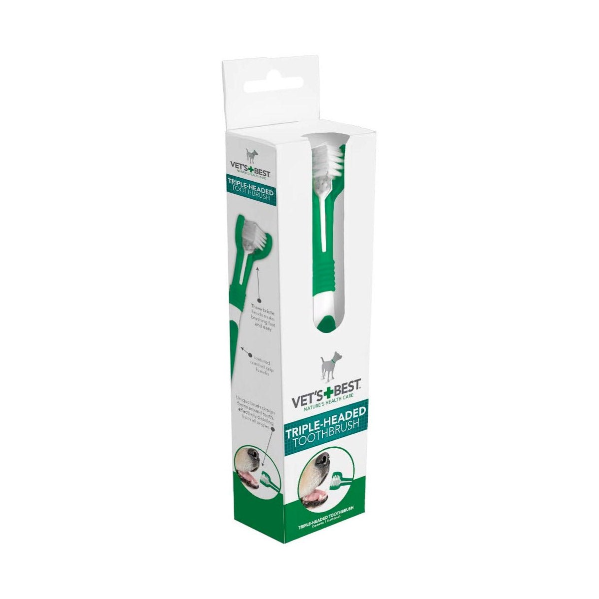 Vets Best Triple Headed Toothbrush for Dogs - Shopivet.com