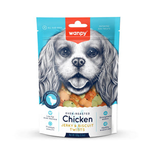 Wanpy Chicken Jerky and Biscuit Twists 100g - Shopivet.com