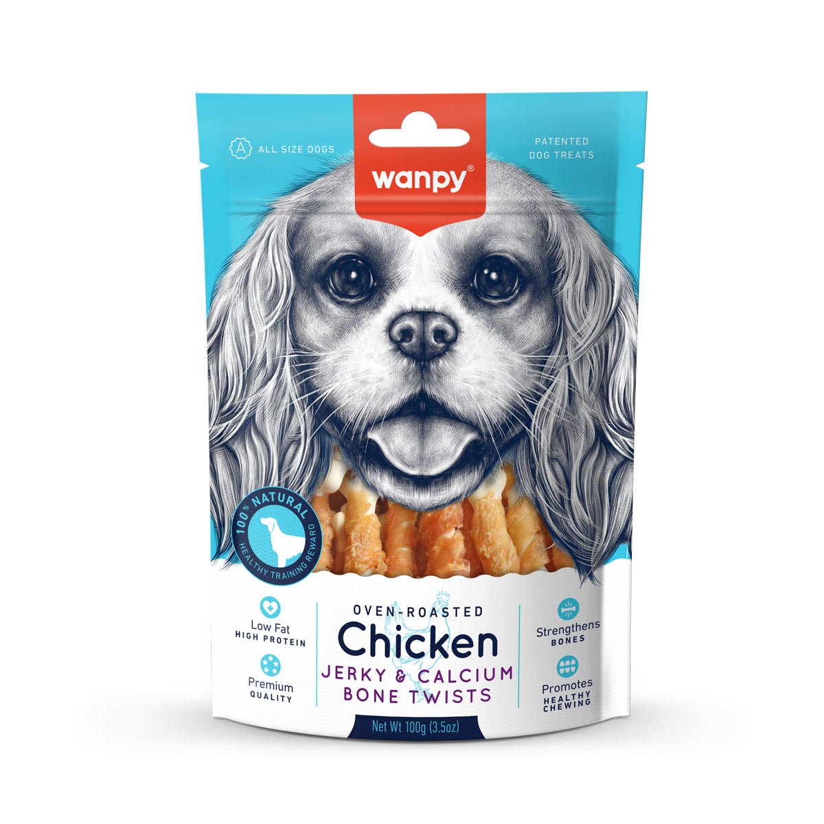 Wanpy Chicken Jerky and Calcium Bone Twists 100g - Shopivet.com