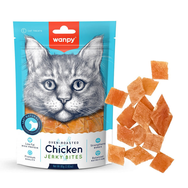 Wanpy Chicken Jerky Bites for Cats 80g - Shopivet.com