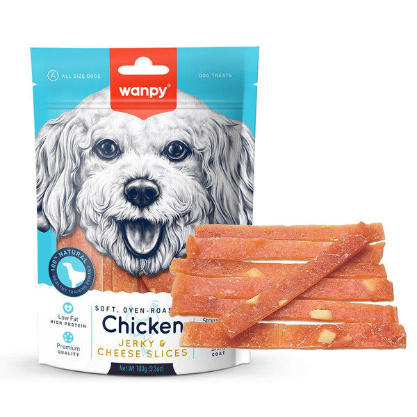 Wanpy Chicken Jerky & Cheese Slices 100g - Shopivet.com