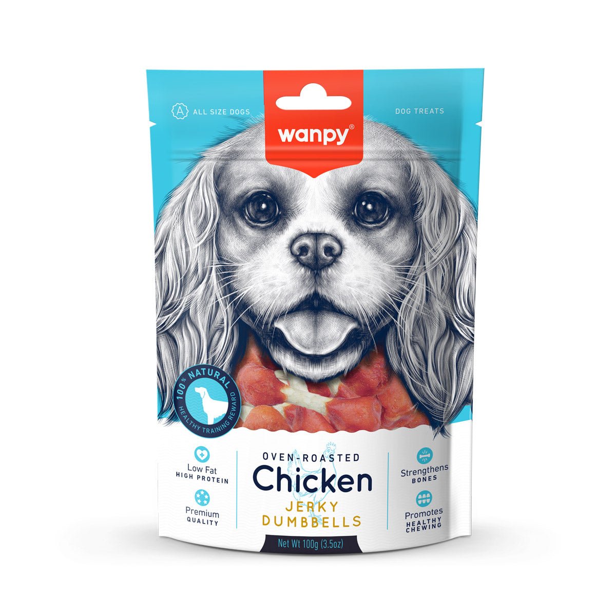 Wanpy Chicken Jerky Dumbbells 100g - Shopivet.com