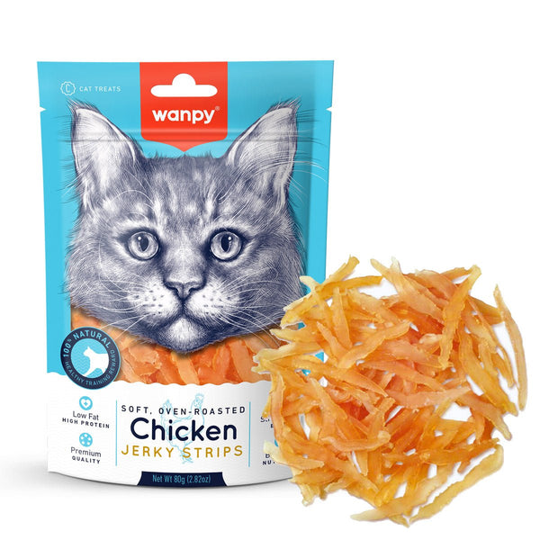 Wanpy Chicken Jerky Strips for Cats 80g - Shopivet.com