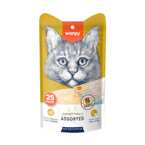 Wanpy Creamy Lickable Cat Treats Assorted – 8 Different Flavors (14g x 25pc) - Shopivet.com