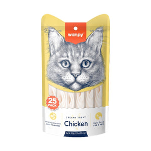 Wanpy Creamy Lickable Cat Treats – Chicken (14g x 25pc) - Shopivet.com