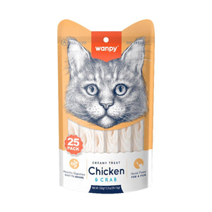 Wanpy Creamy Lickable Cat Treats – Chicken & Crab (14g x 25pc) - Shopivet.com