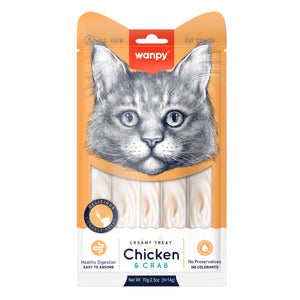 Wanpy Creamy Lickable Cat Treats – Chicken & Crab (14gx5) – 1Box 12pcs - Shopivet.com