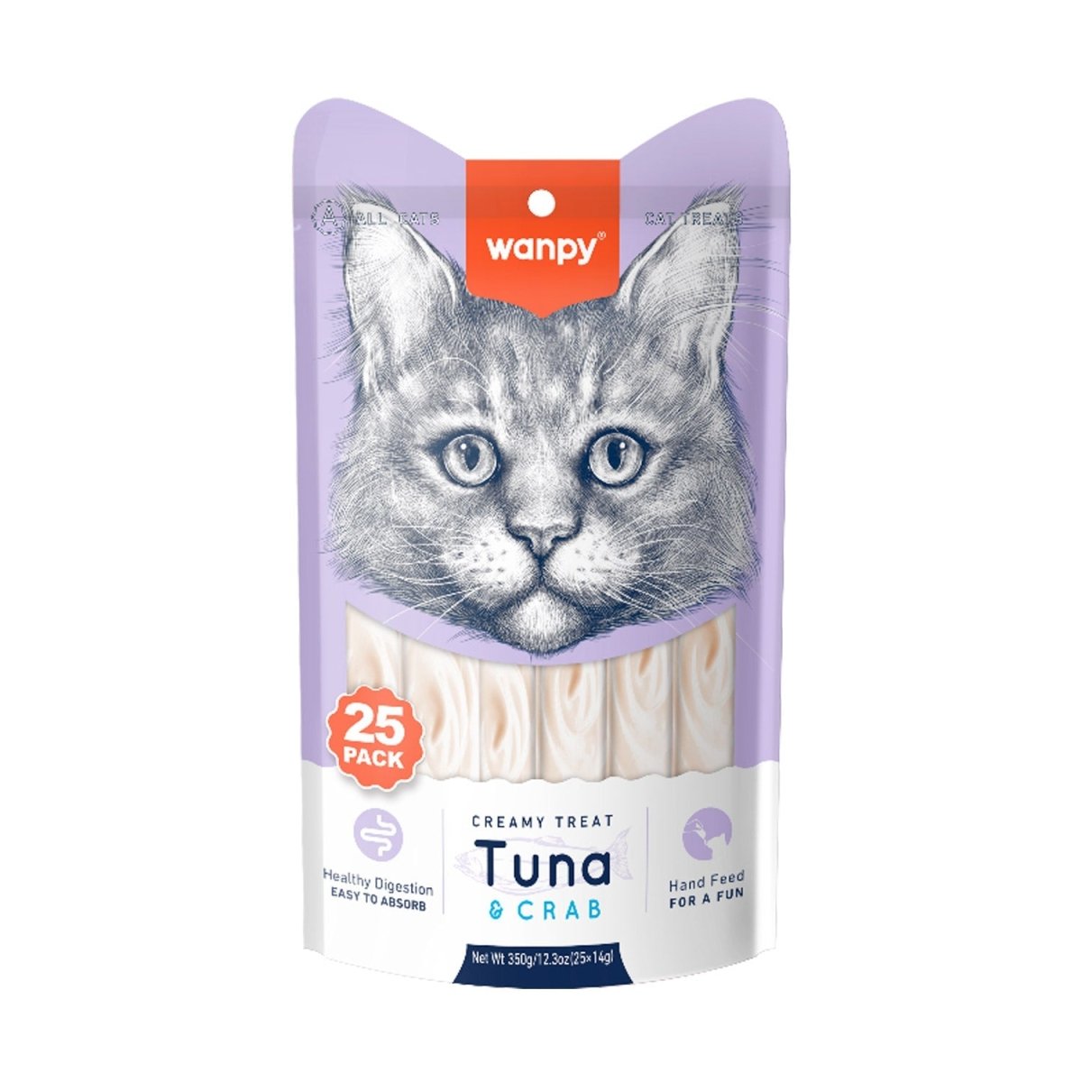 Wanpy Creamy Lickable Cat Treats – Tuna & Crab (14g x 25pc) - Shopivet.com