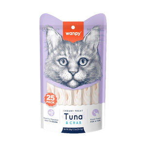 Wanpy Creamy Lickable Cat Treats – Tuna & Crab (14g x 25pc) - Shopivet.com
