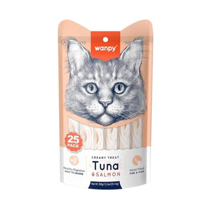 Wanpy Creamy Lickable Cat Treats – Tuna & Salmon (14g x 25pc) - Shopivet.com
