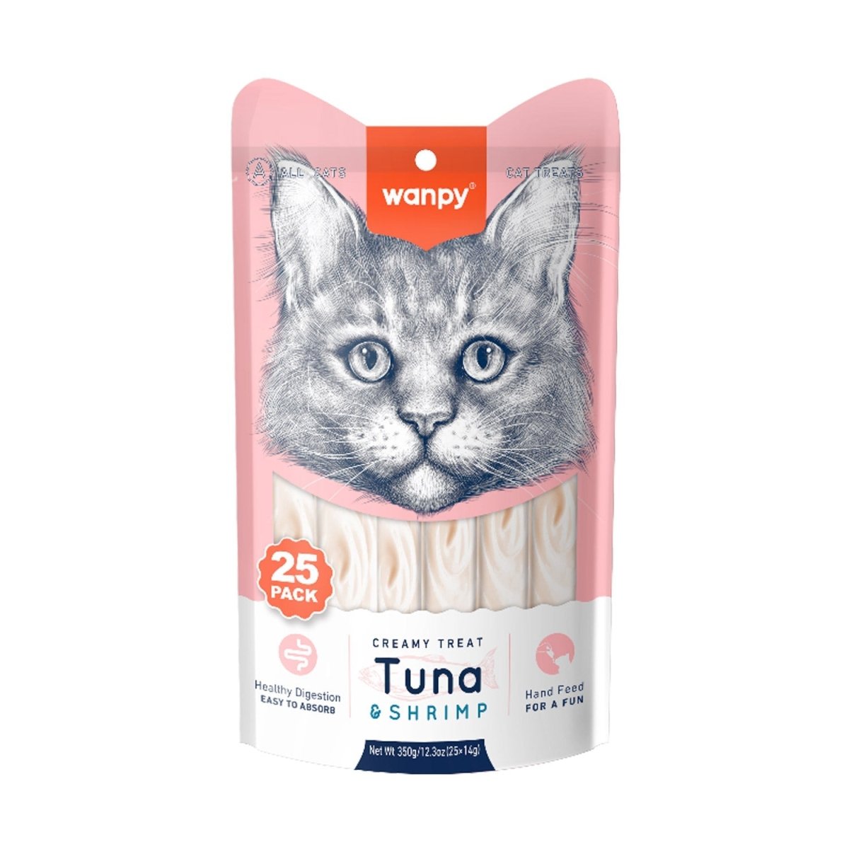 Wanpy Creamy Lickable Cat Treats – Tuna & Shrimp (14g x 25pc) - Shopivet.com