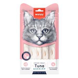 Wanpy Creamy Lickable Cat Treats – Tuna & Shrimp (14gx5) – 1Box 12pcs - Shopivet.com