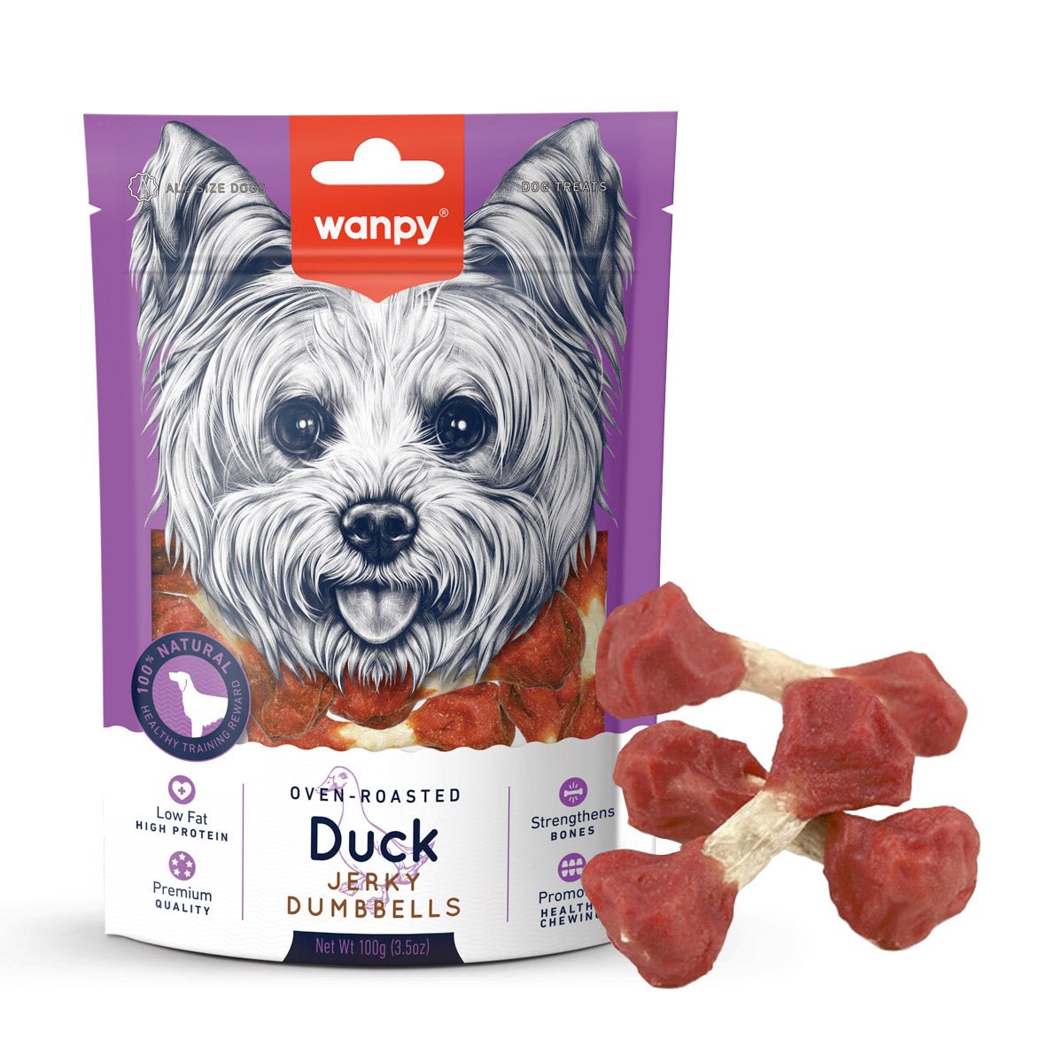 Wanpy Duck Jerky Dumbbells 100g - Shopivet.com