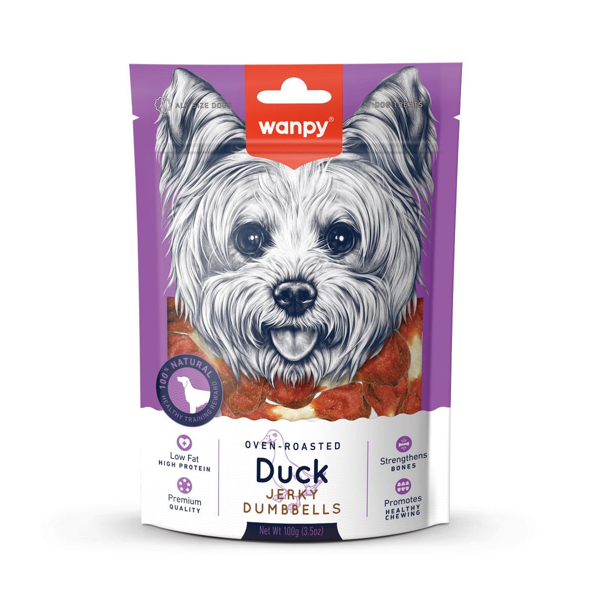 Wanpy Duck Jerky Dumbbells 100g - Shopivet.com