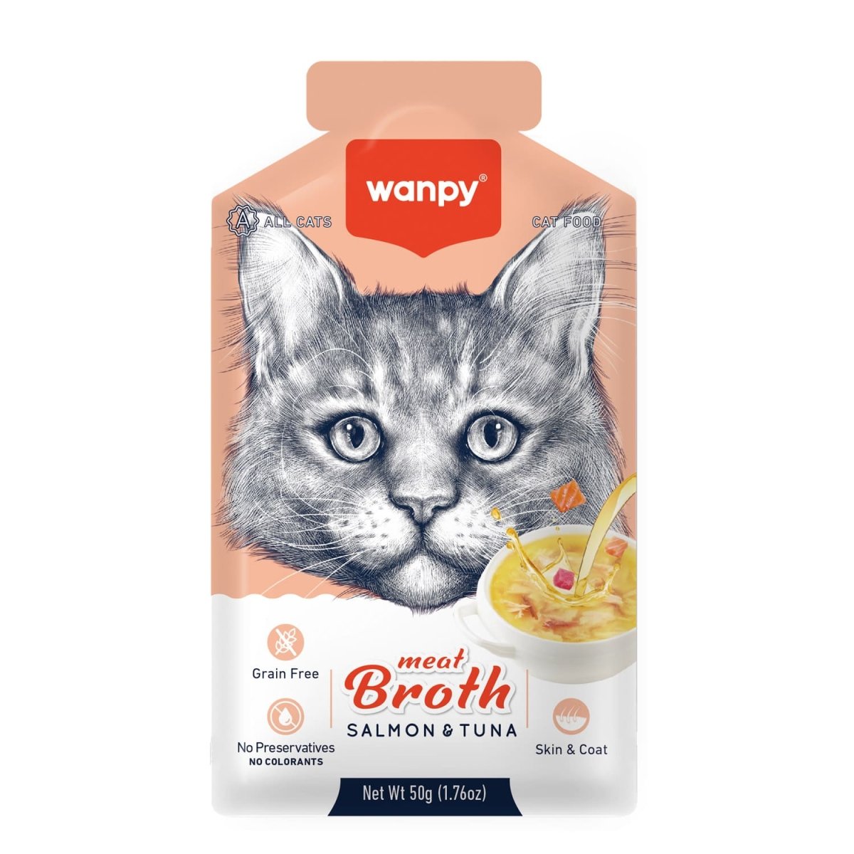 Wanpy Meat Broth Salmon & Tuna for Cats (50gm) – 1Box 12pcs - Shopivet.com