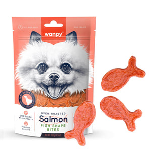 Wanpy Salmon Fish Shape Bites 100g - Shopivet.com