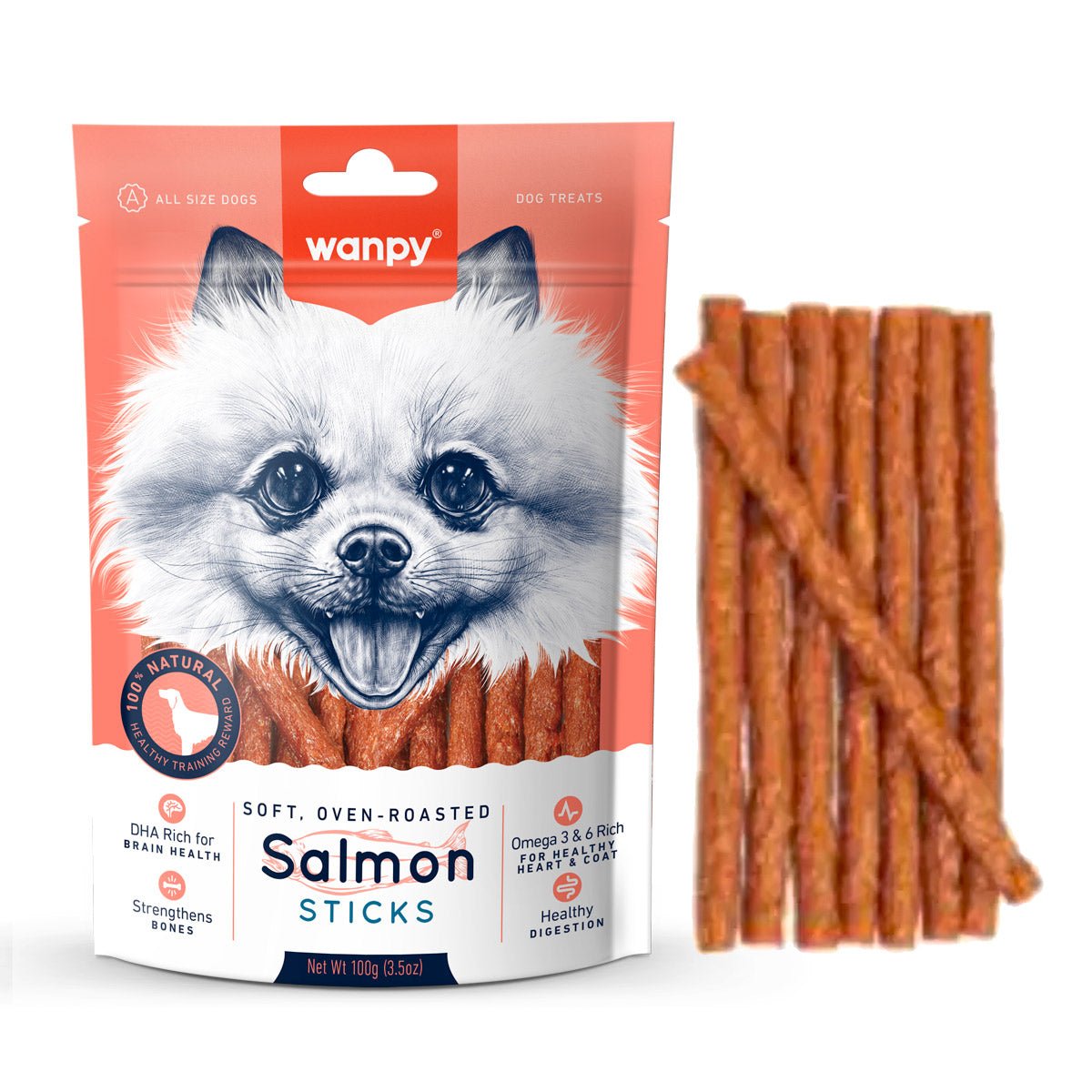 Wanpy Salmon Sticks 100g - Shopivet.com
