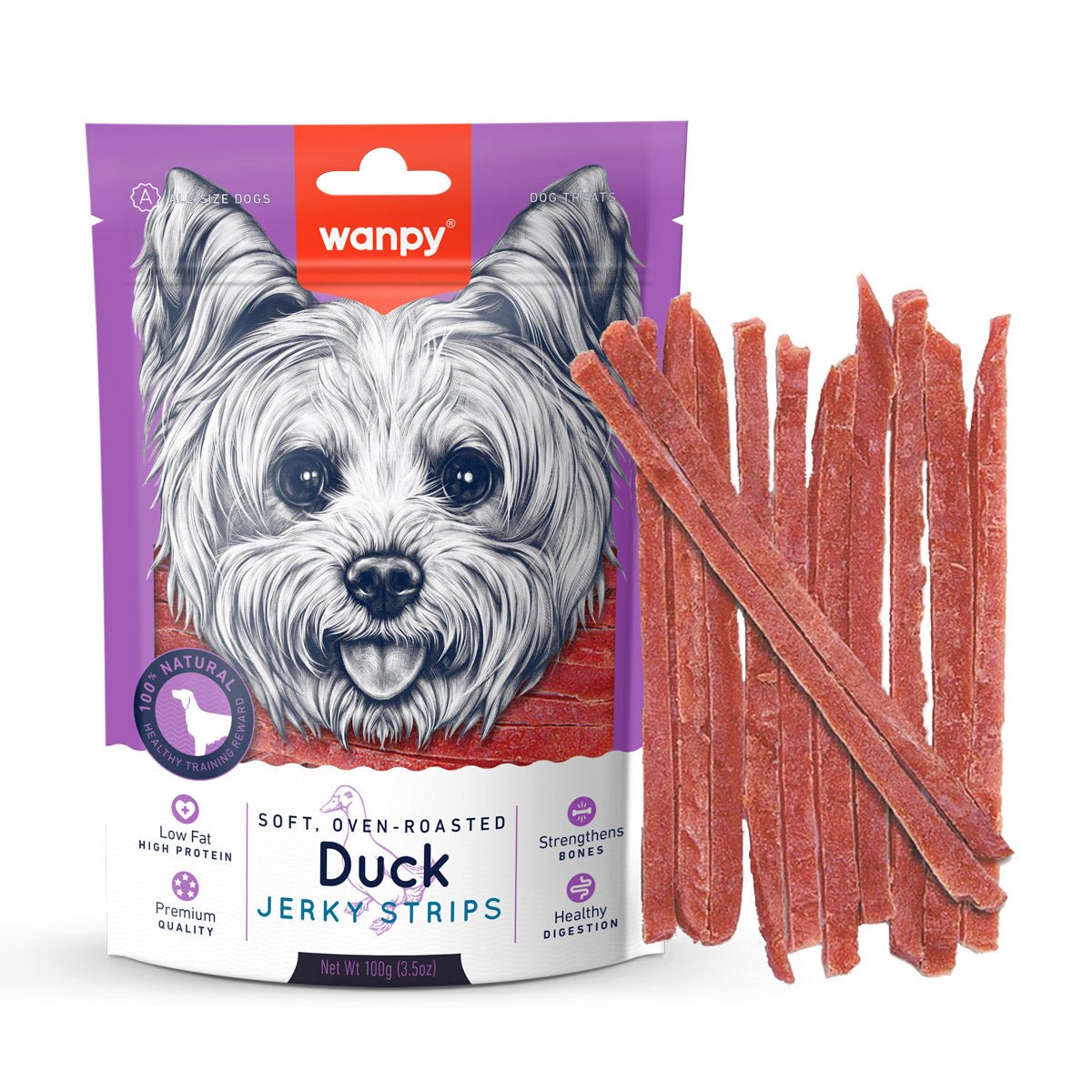 Wanpy Soft Duck Jerky Strips 100g - Shopivet.com