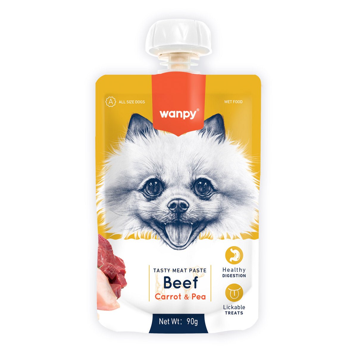 Wanpy Tasty Meat Paste Beef with Carrot & Pea for Dogs 90g - Shopivet.com