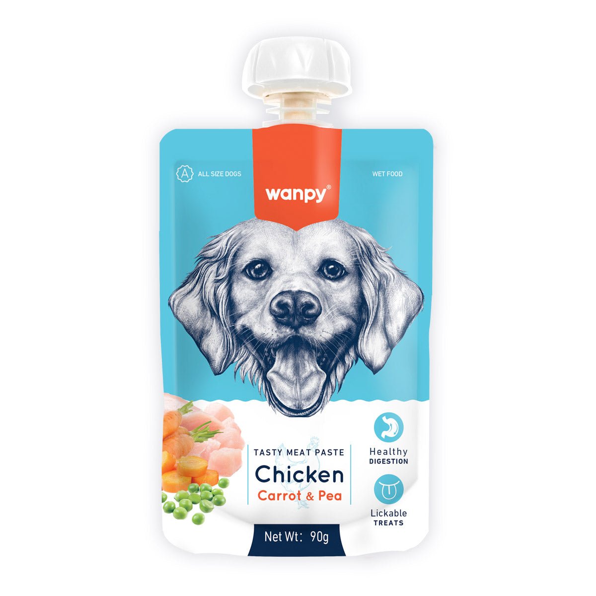 Wanpy Tasty Meat Paste Chicken with Carrot & Pea for Dogs 90g - Shopivet.com