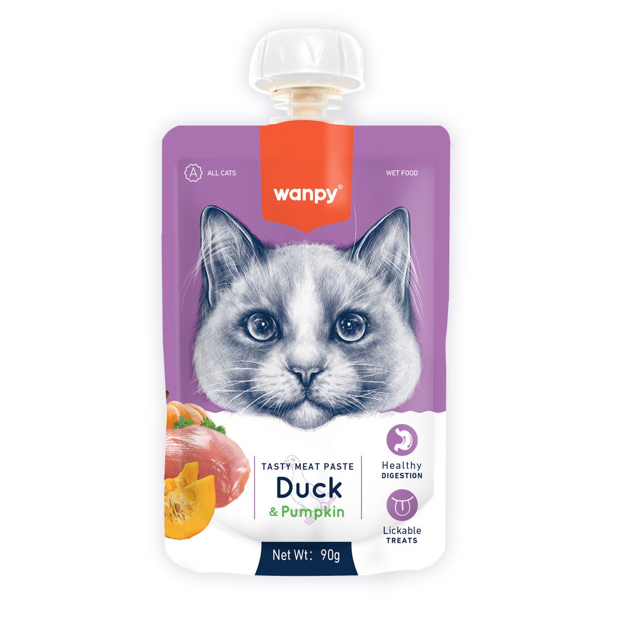 Wanpy Tasty Meat Paste Duck and Pumpkin for Cats 90g - Shopivet.com