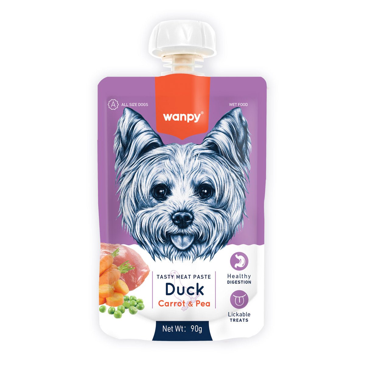 Wanpy Tasty Meat Paste Duck with Carrot & Pea for Dogs 90g - Shopivet.com