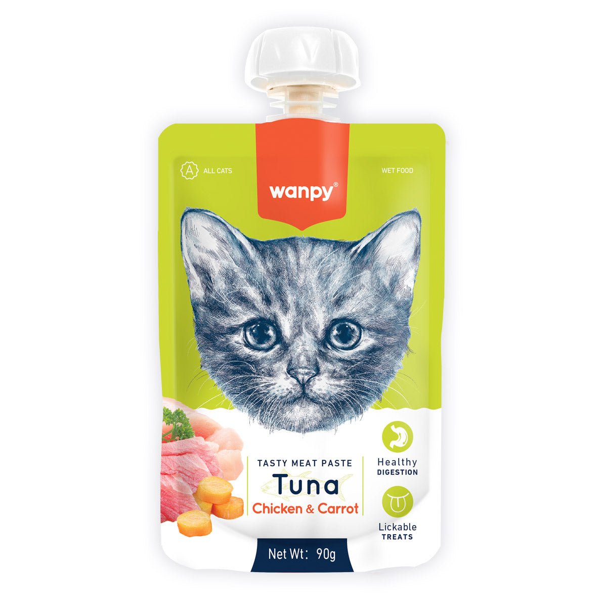 Wanpy Tasty Meat Paste Tuna, Chicken and Carrot for Cats 90g - Shopivet.com