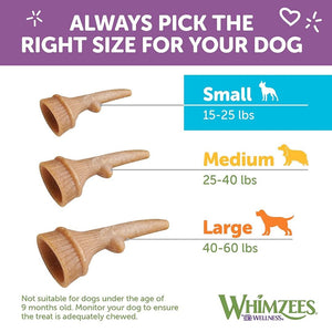 WHIMZEES Occupy Antler Natural Dental Chews for Dogs – Large (6pc) - Shopivet.com