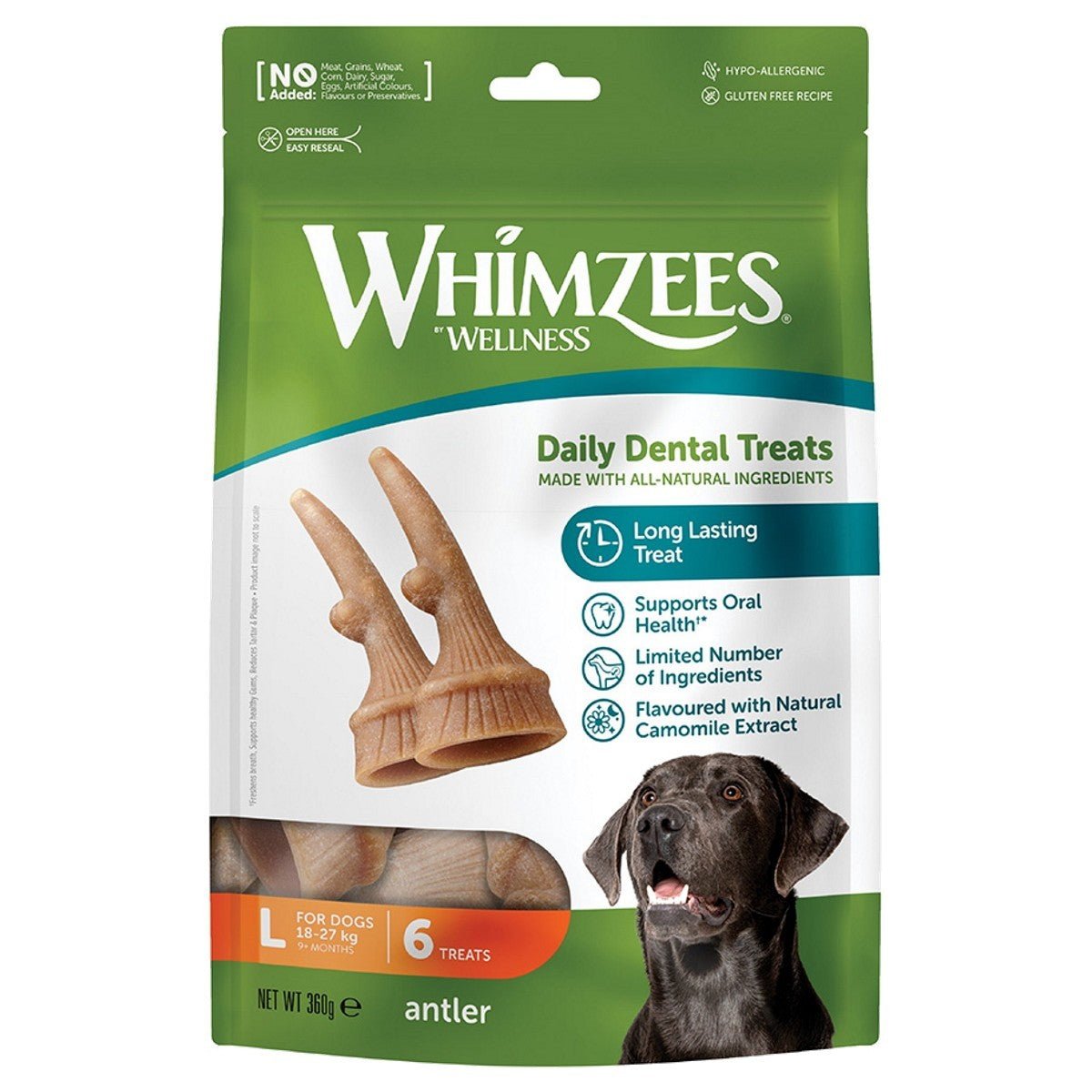 WHIMZEES Occupy Antler Natural Dental Chews for Dogs – Large (6pc) - Shopivet.com