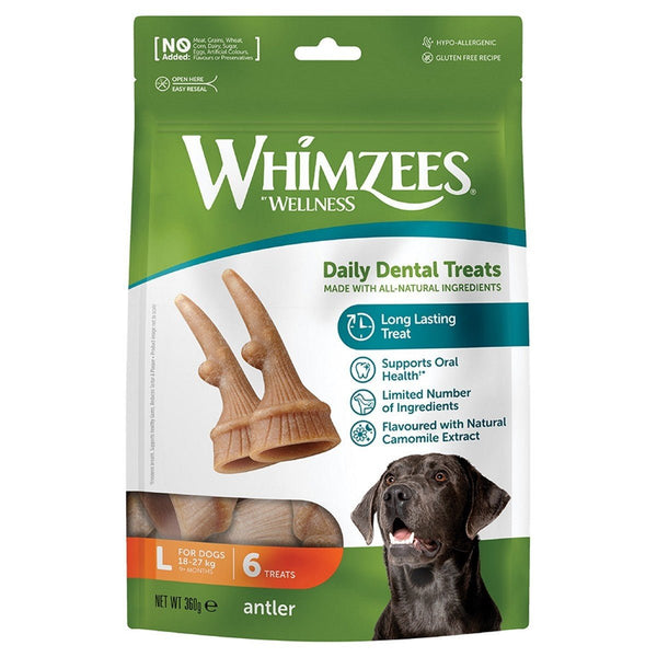 WHIMZEES Occupy Antler Natural Dental Chews for Dogs – Large (6pc) - Shopivet.com