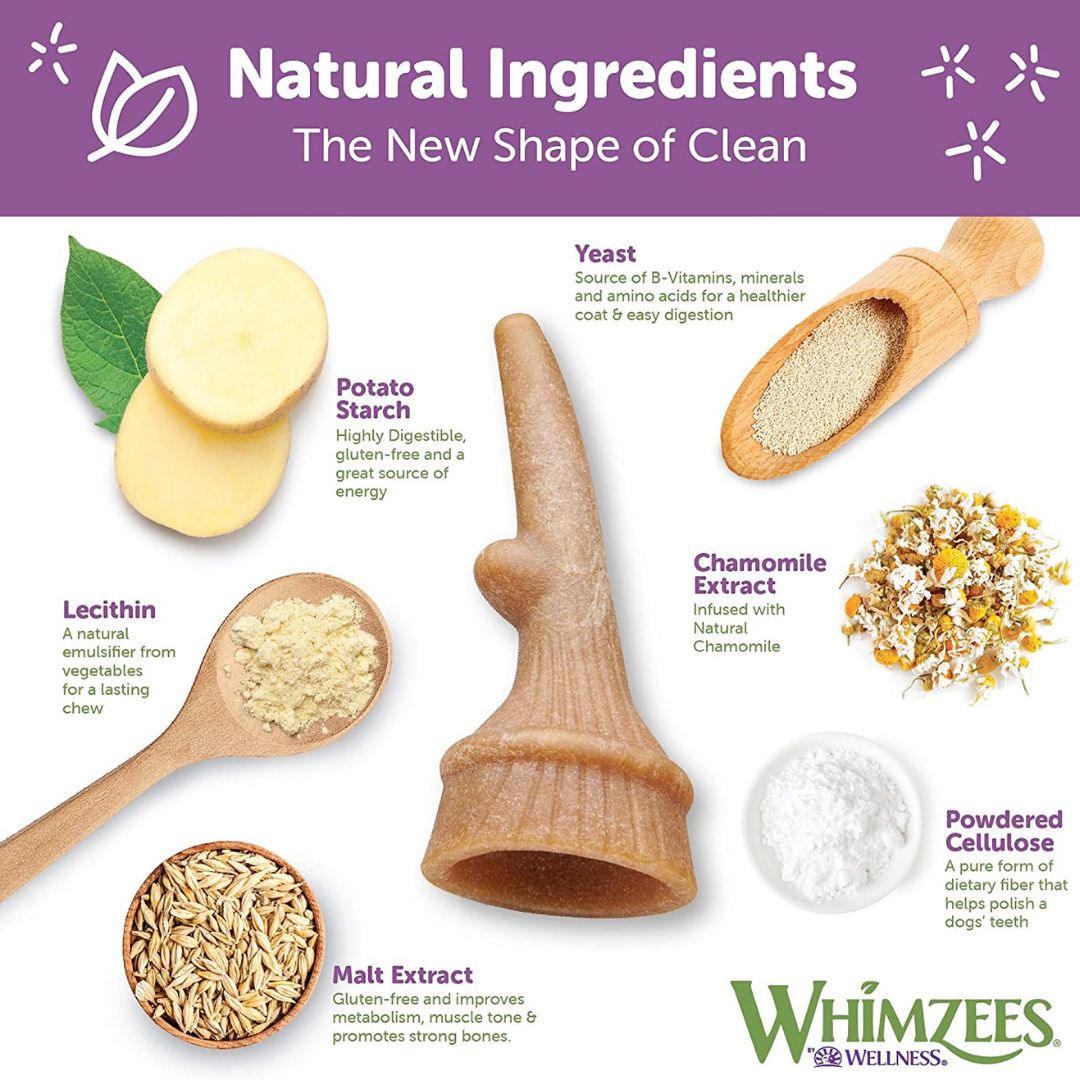 WHIMZEES Occupy Antler Natural Dental Chews for Dogs – Medium (12pc) - Shopivet.com
