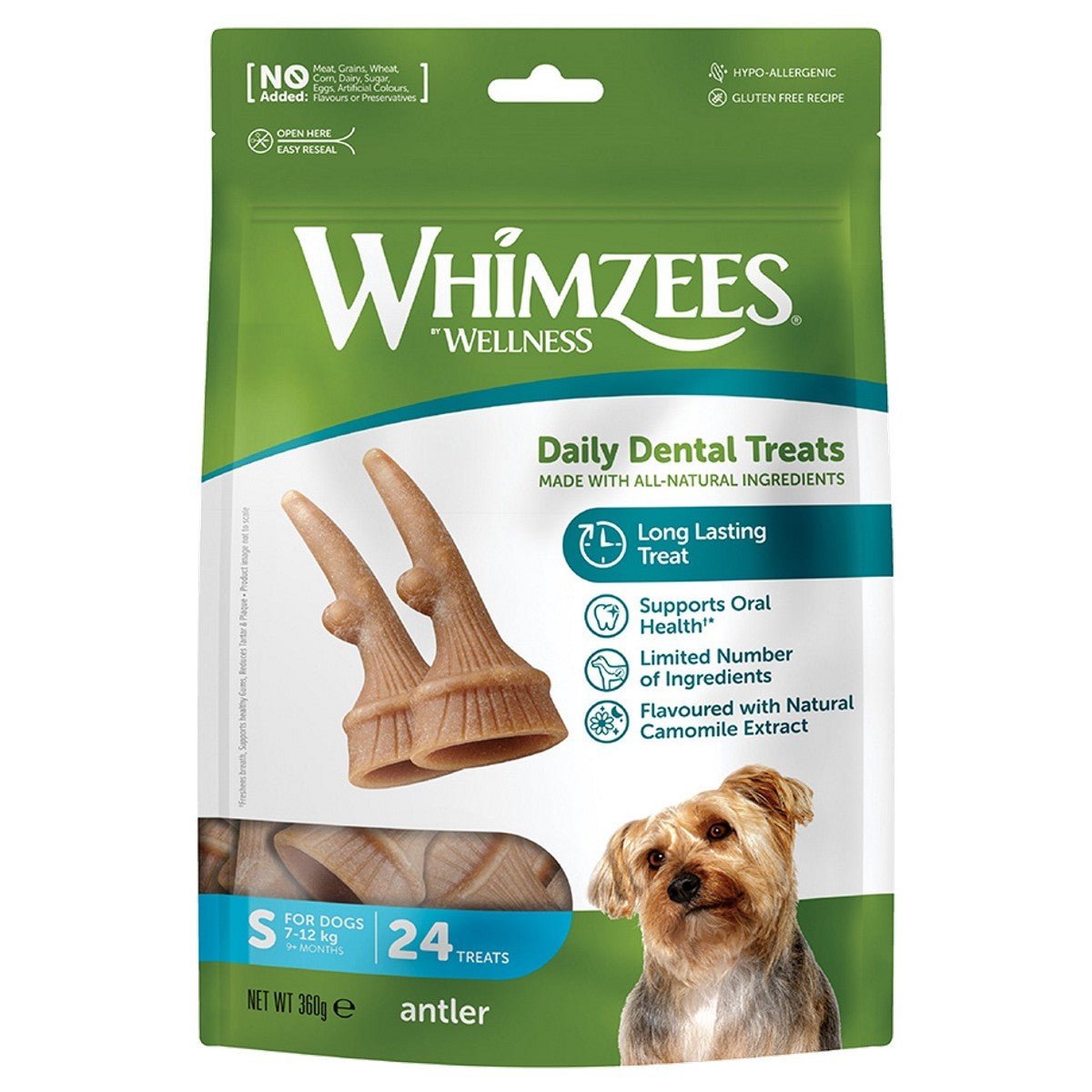 WHIMZEES Occupy Antler Natural Dental Chews for Dogs – Small (24pc) - Shopivet.com