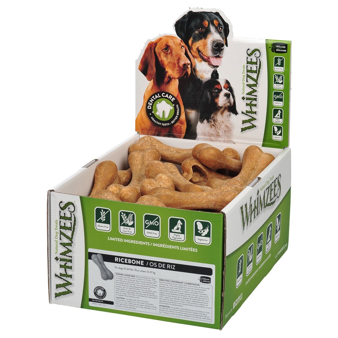 Whimzees Rice Bone Dental Dog Treat – Large (9pcs) - Shopivet.com