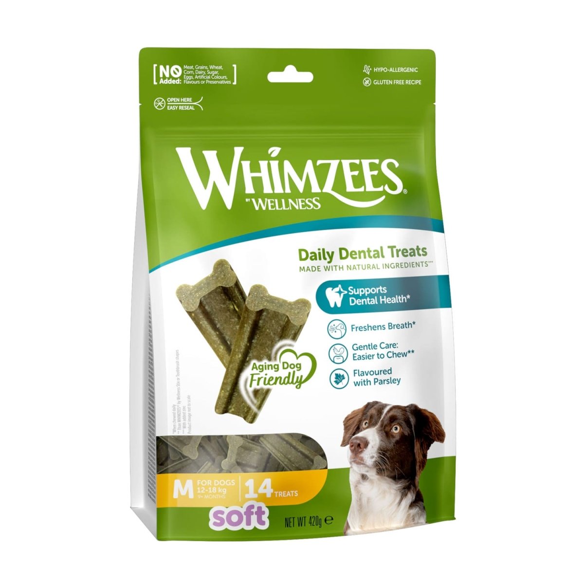 Whimzees Soft Daily Dental Dog Treats Value Bag – Medium (14 pcs) - Shopivet.com