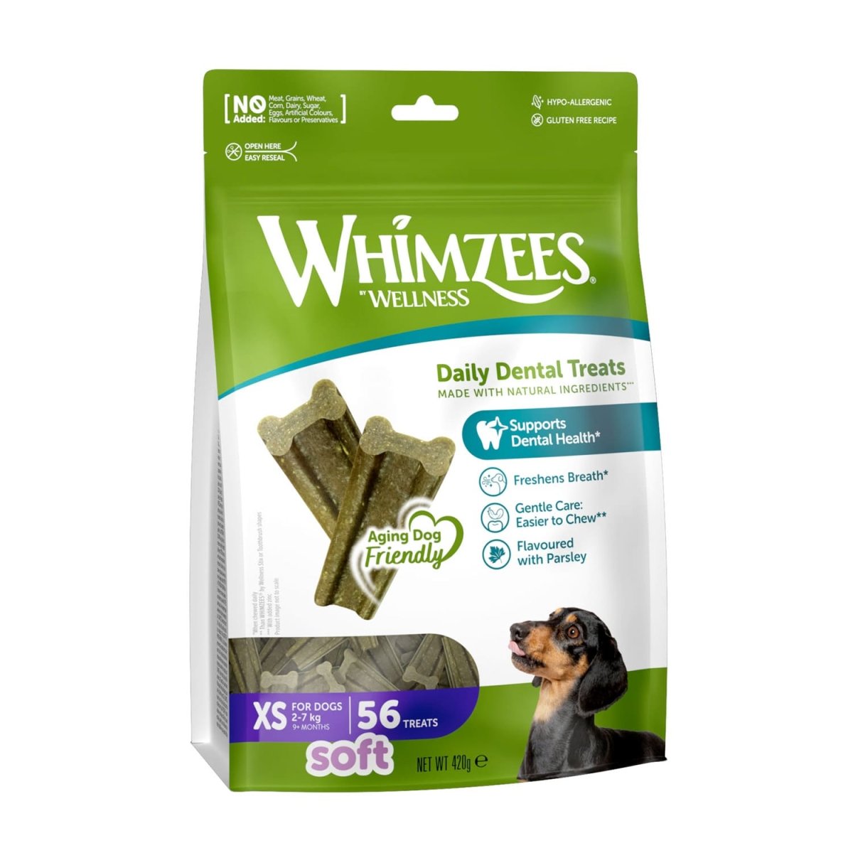 Whimzees Soft Daily Dental Dog Treats Value Bag – X Small (56 pcs) - Shopivet.com