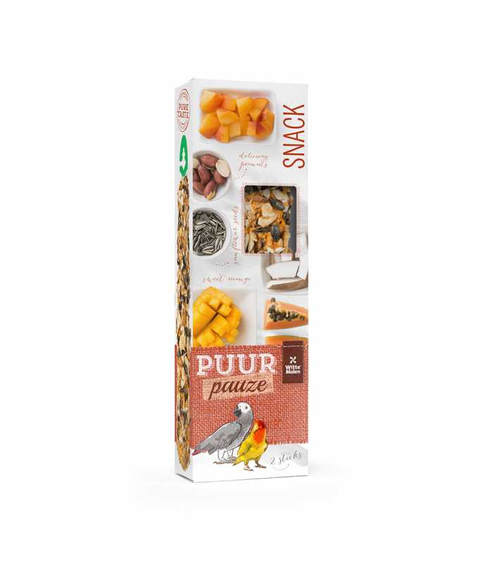 Witte Molen Puur Pauze Sticks with Papaya & Apricot for Lovebirds & Parrots 140g - Shopivet.com