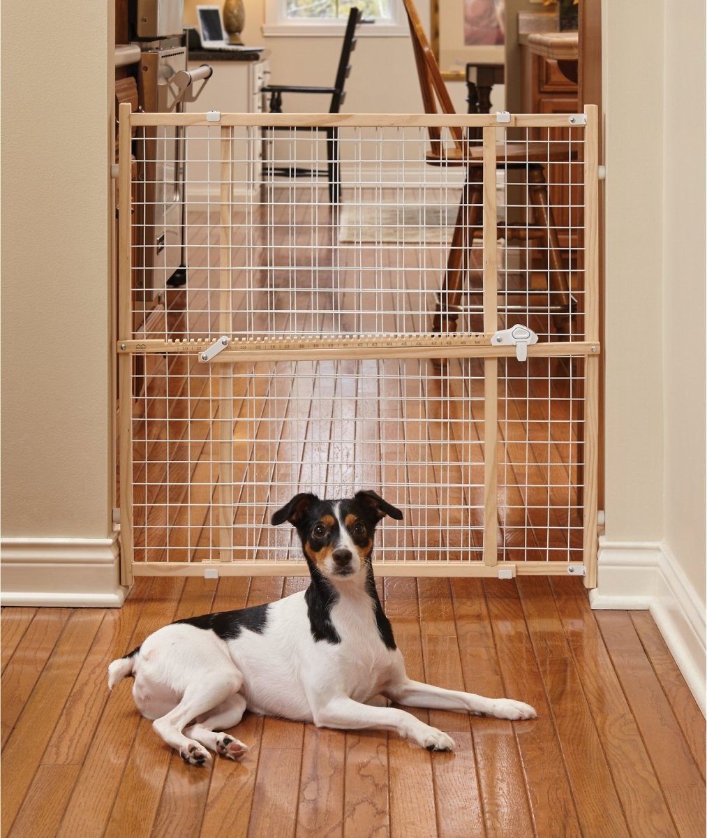 Wood and Wire Mesh Pet Gate - 32 inch - Shopivet.com