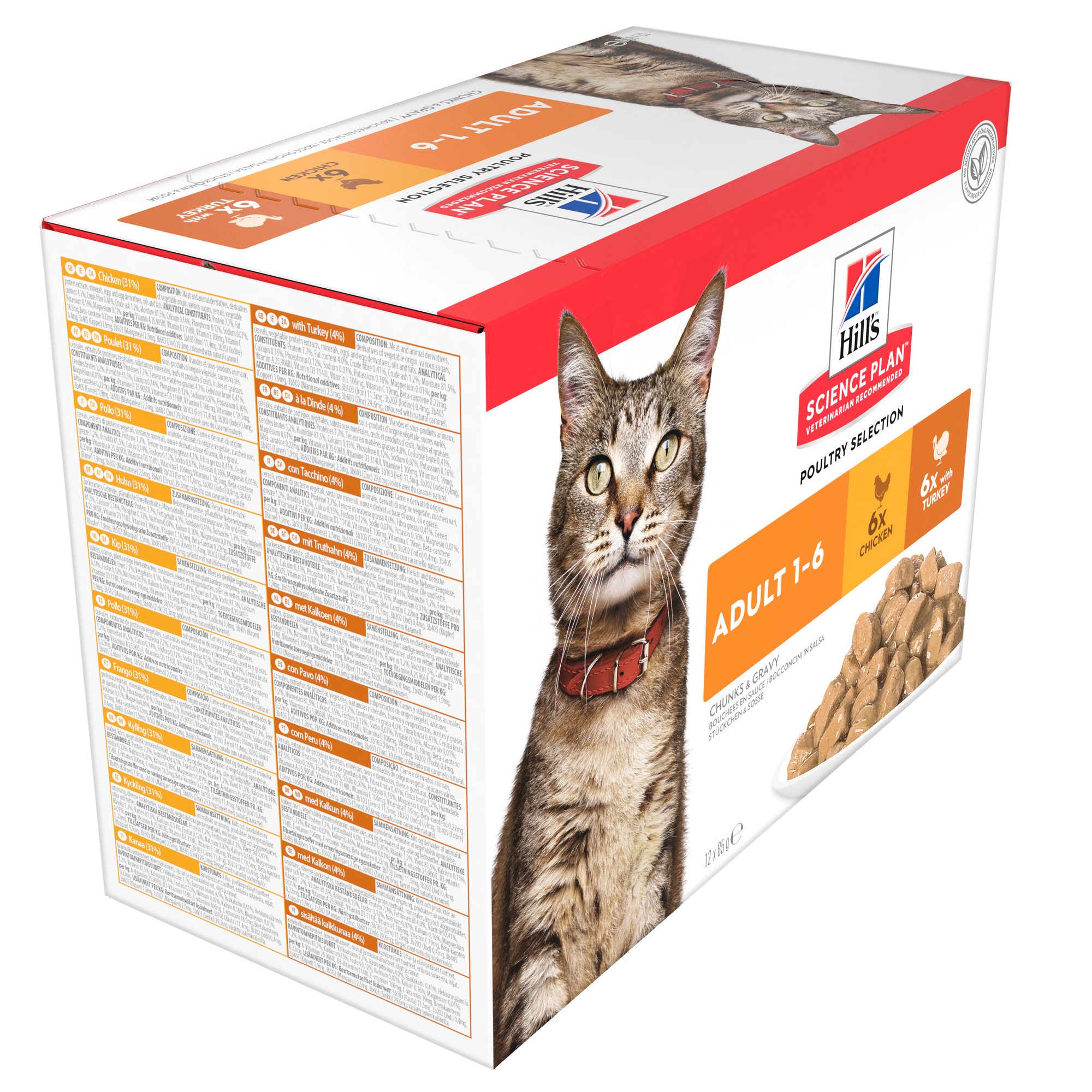 Hill’s Science Plan Adult Wet Cat Food Multipack with Turkey, Chicken Pouches (12x85g)