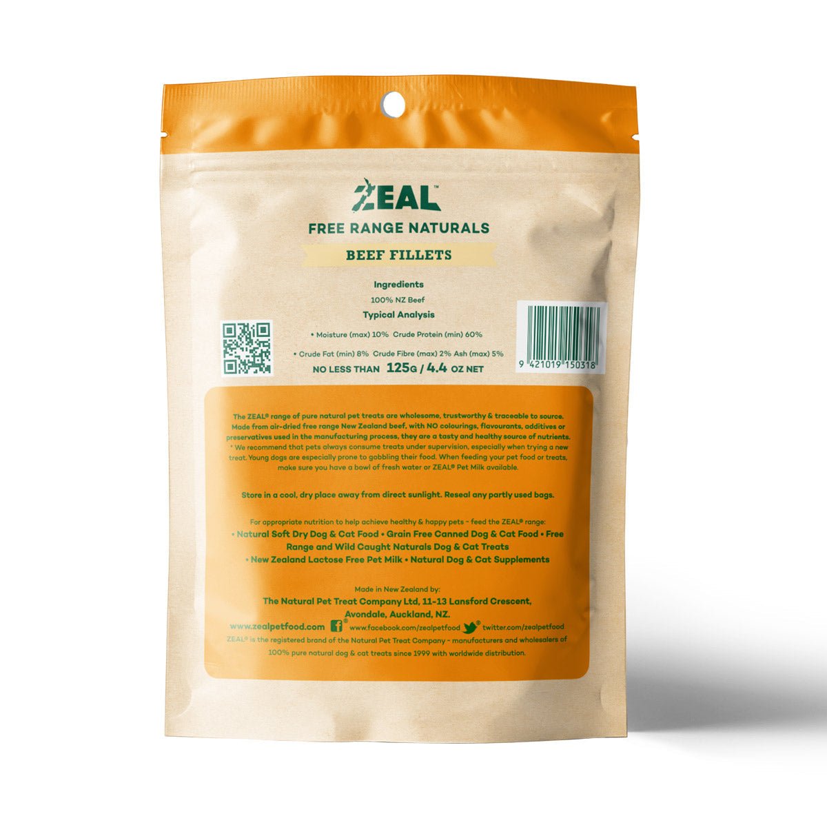 Zeal Dried Beef Fillets 125g - Shopivet.com
