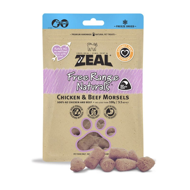 Zeal Dried Chicken & Beef Morsels (Cat) 100g - Shopivet.com