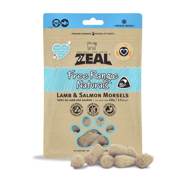 Zeal Dried Lamb & Salmon Morsels (Cat) 100g - Shopivet.com