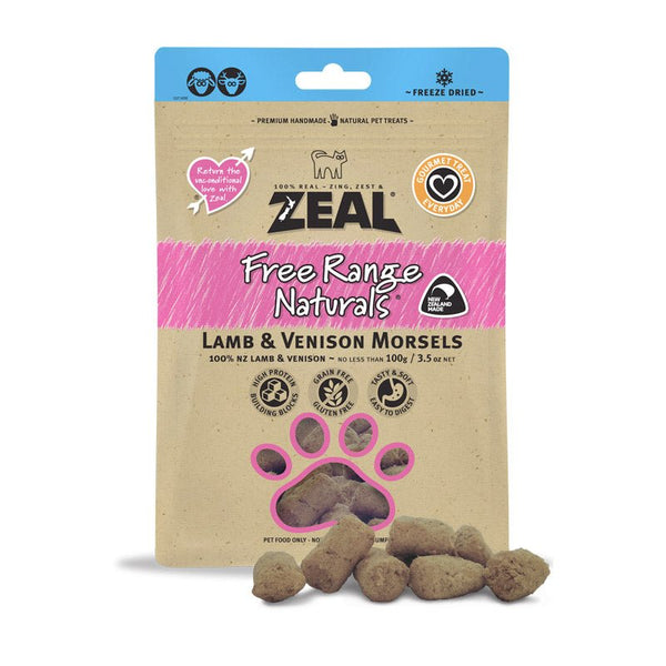 Zeal Dried Lamb & Venison Morsels (Cat) 100g - Shopivet.com