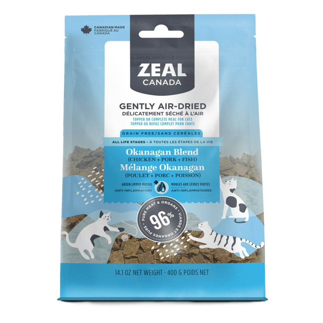 Zeal Gently Air - Dried Okanagan blend(Fish, Chicken, and Pork) Recipe for Cats 14oz/400g - Shopivet.com