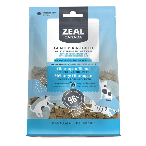 Zeal Gently Air - Dried Okanagan blend(Fish, Chicken, and Pork) Recipe for Cats 14oz/400g - Shopivet.com