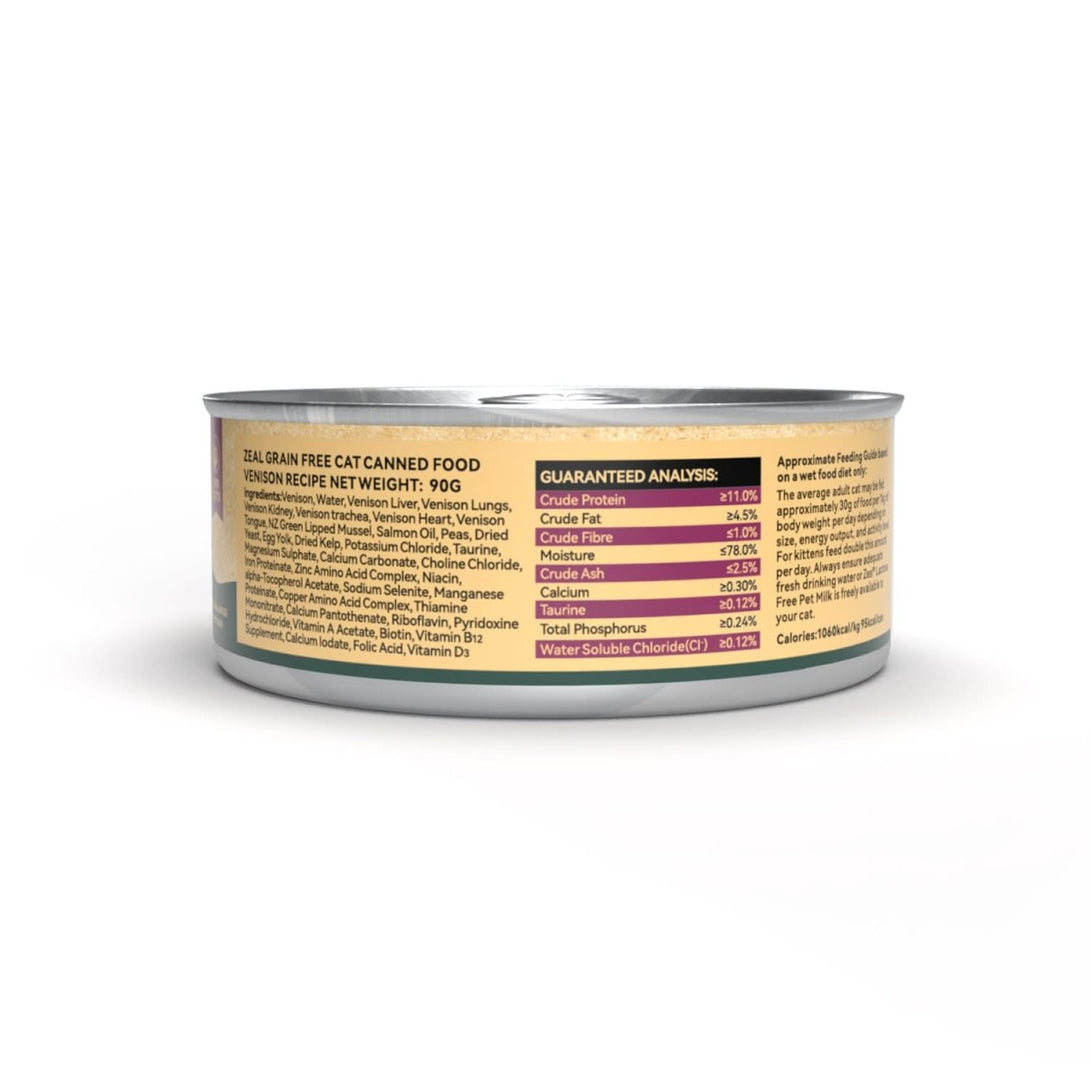 Zeal Grain Free Canned Cat Food 90g – (Venison Recipe) - Shopivet.com