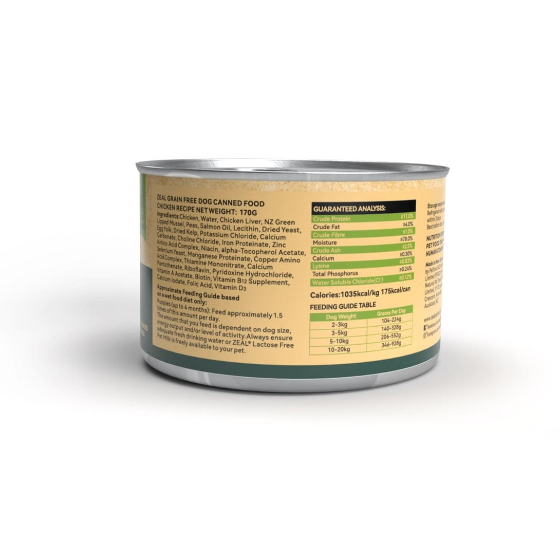 Zeal Grain Free Canned Dog Food 170g – (Chicken Recipe) - Shopivet.com