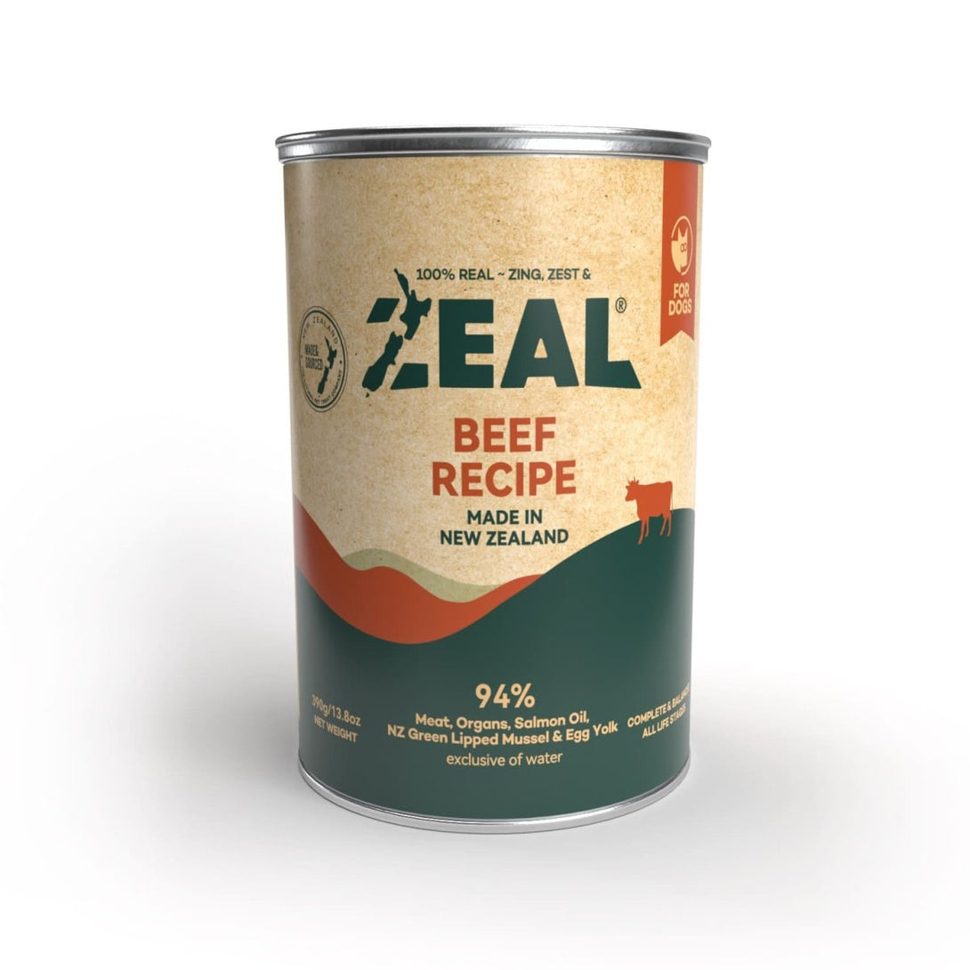 Zeal Grain Free Canned Dog Food 390g – (Beef Recipe) - Shopivet.com