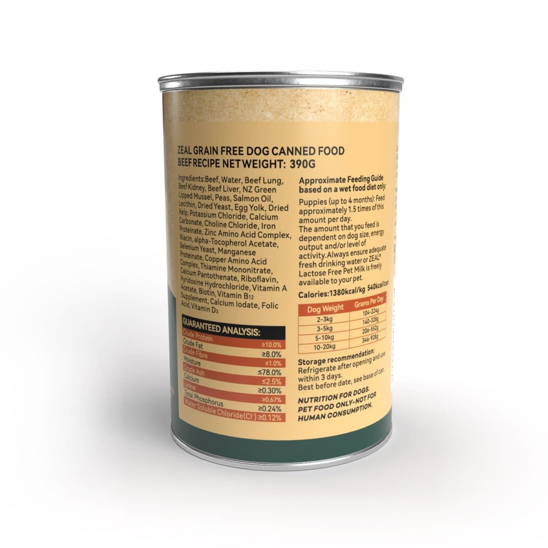 Zeal Grain Free Canned Dog Food 390g – (Beef Recipe) - Shopivet.com